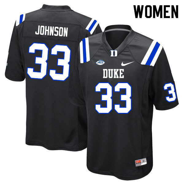 Women #33 Leonard Johnson Duke Blue Devils College Football Jerseys Sale-Black - Click Image to Close